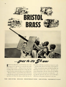 1942 Ad WWII War Production Bristol Brass Metallurgical Military Weaponry FZ6