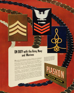 1942 Ad Plaskon Molded Color Military Clothing Buttons Army Navy Marines FZ6