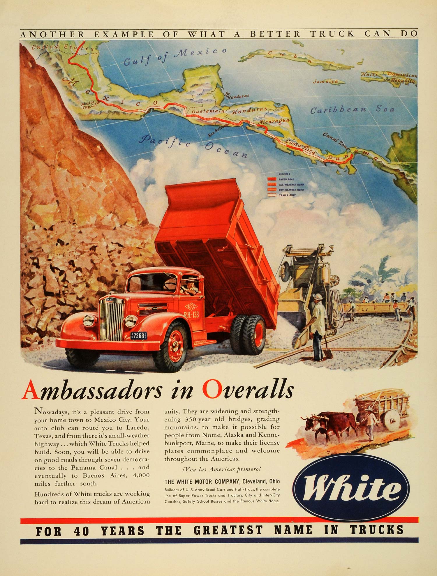 1942 Ad White Motor Dump Trucks Industrial Construction Hauling Cleveland FZ6