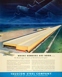 1942 Ad Republic Truscon Steel WWII War Production Bomber Airplanes FZ6