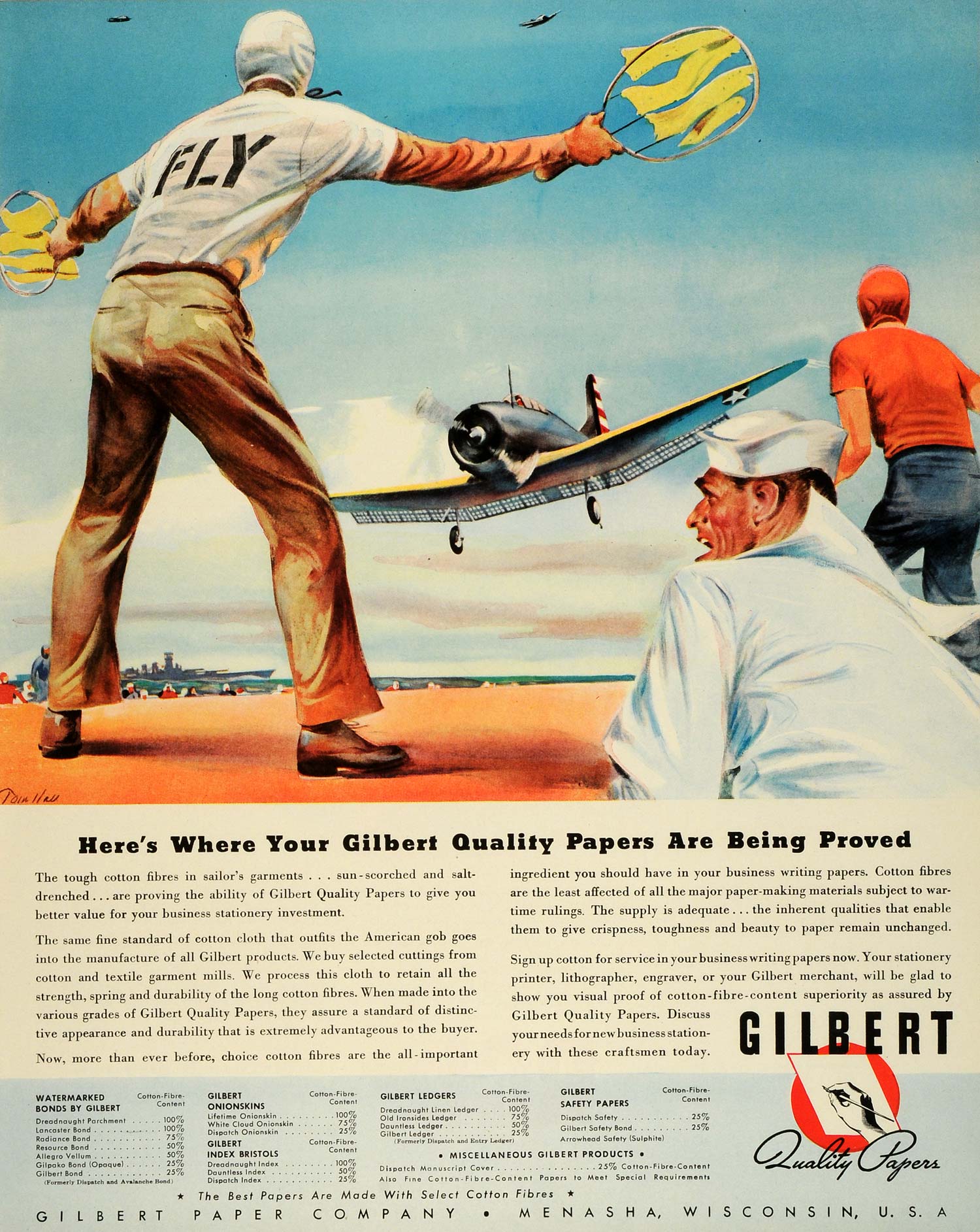 1943 Ad Gilbert Quality Papers WWII War Production Air Force Traffic FZ6