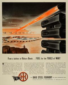 1943 Ad Ohio Steel Return Bends Batteries Oil Fuel Petroleum WWII War FZ6