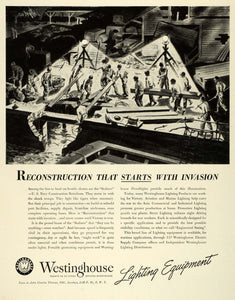1943 Ad Westinghouse Lighting Equipment WWII War Production Navy FZ6