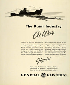 1943 Ad Glyptal Industrial Paint WWII General Electric Merchant Marine Navy FZ6
