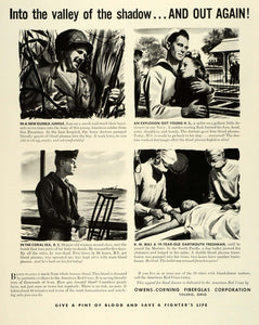 1943 Ad Owens Corning Fiberglas WWII War Production Military Medical FZ6