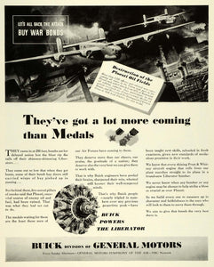 1944 Ad WWII Buick General Motors Powers Liberators Medals Flying Fortress FZ6