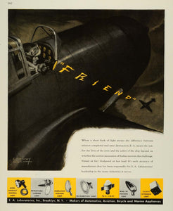 1944 Ad E A Laboratories NY Inter-Aircraft Control Light Pilot Plane Wartime FZ6