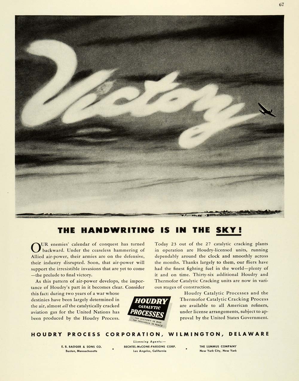 1944 Ad Houdry Process Corp Wilmington Catalytic Processes Skywriting FZ6