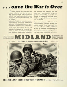 1944 Ad Midland Steel Products OH Binoculars American Vehicle Frame Soldiers FZ6