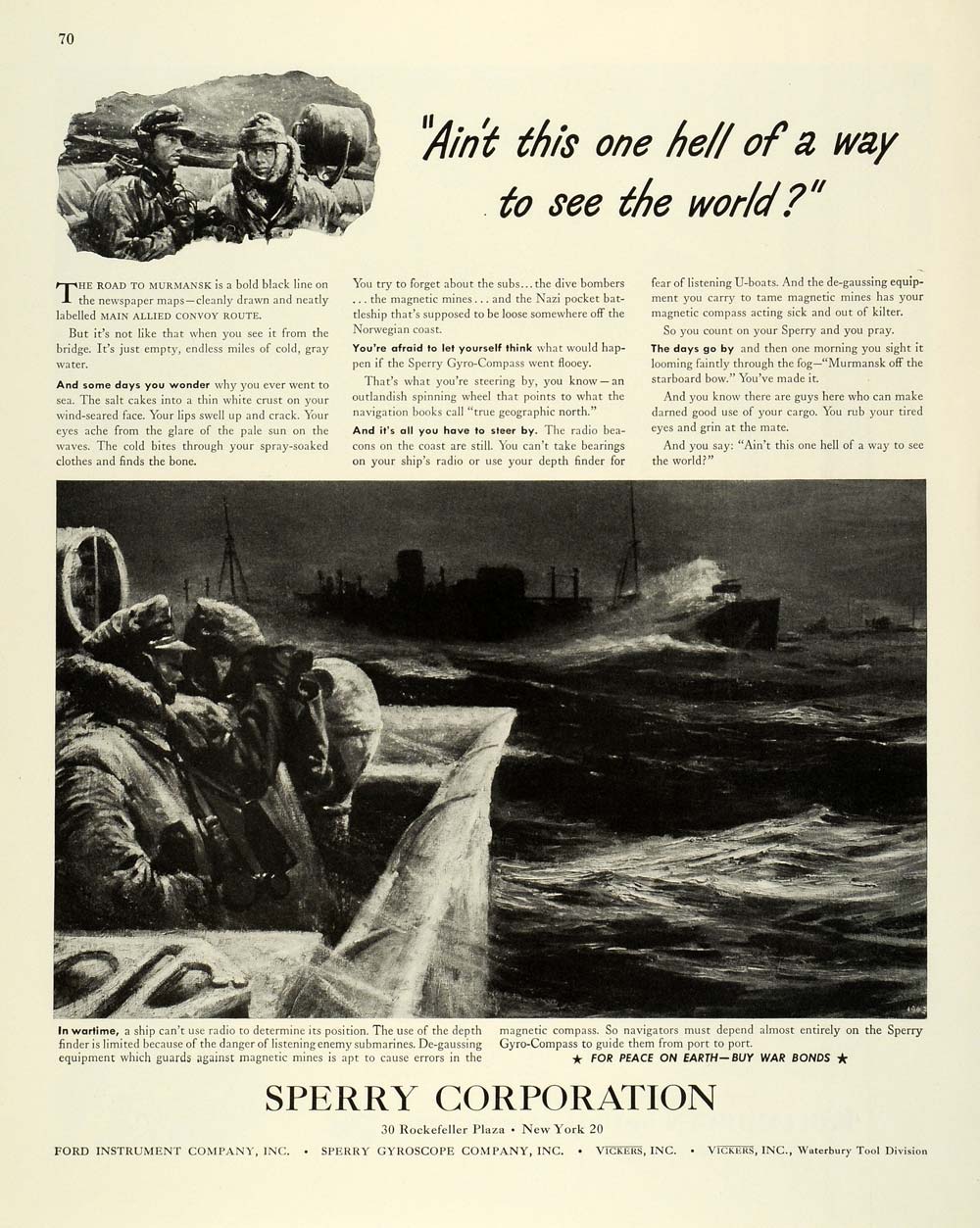 1944 Ad Sperry Corp Equipment Electronics Radio Warship German U-Boat FZ6