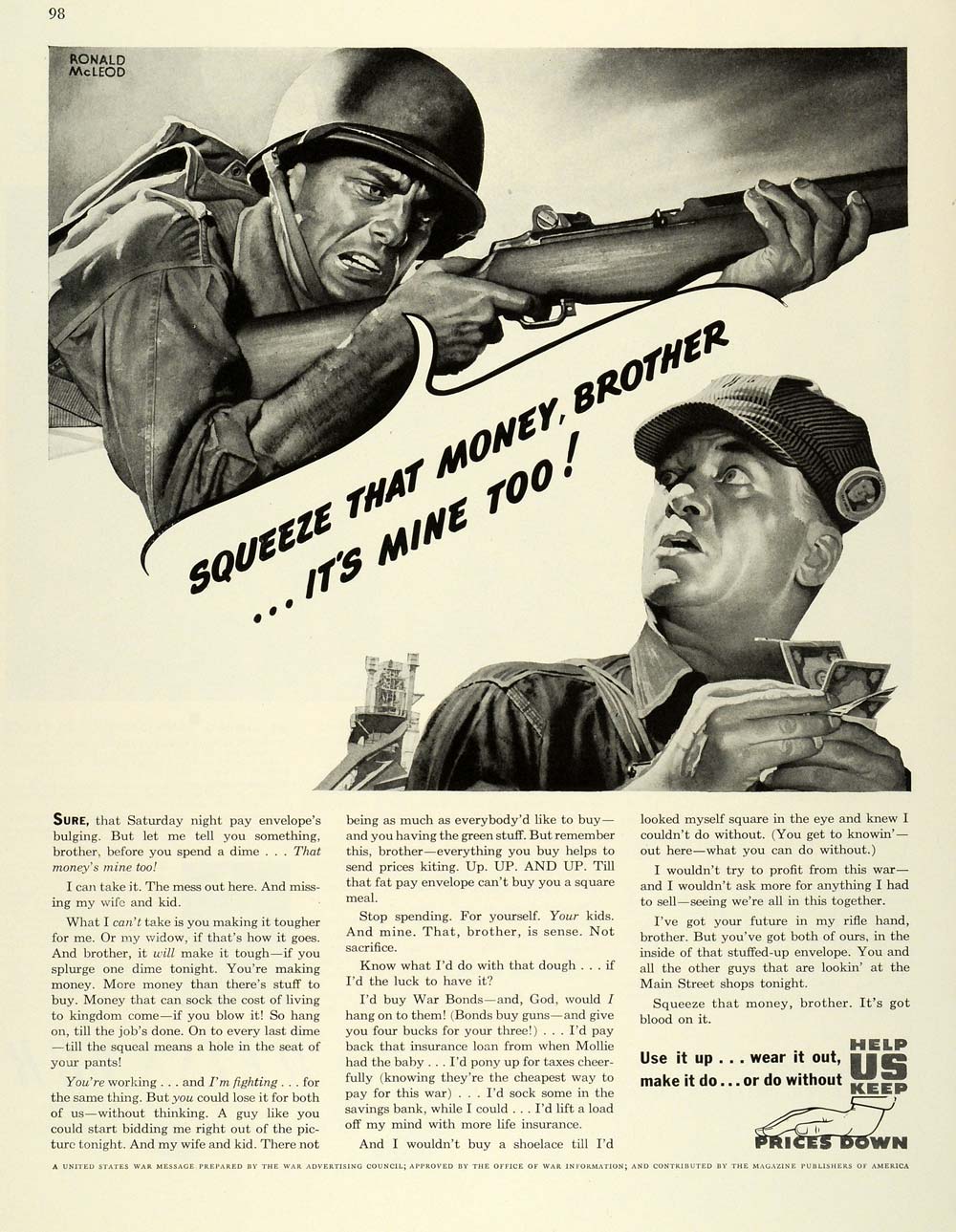1944 Ad Magazine Publishers America War Bonds Advertising Soldier FZ6