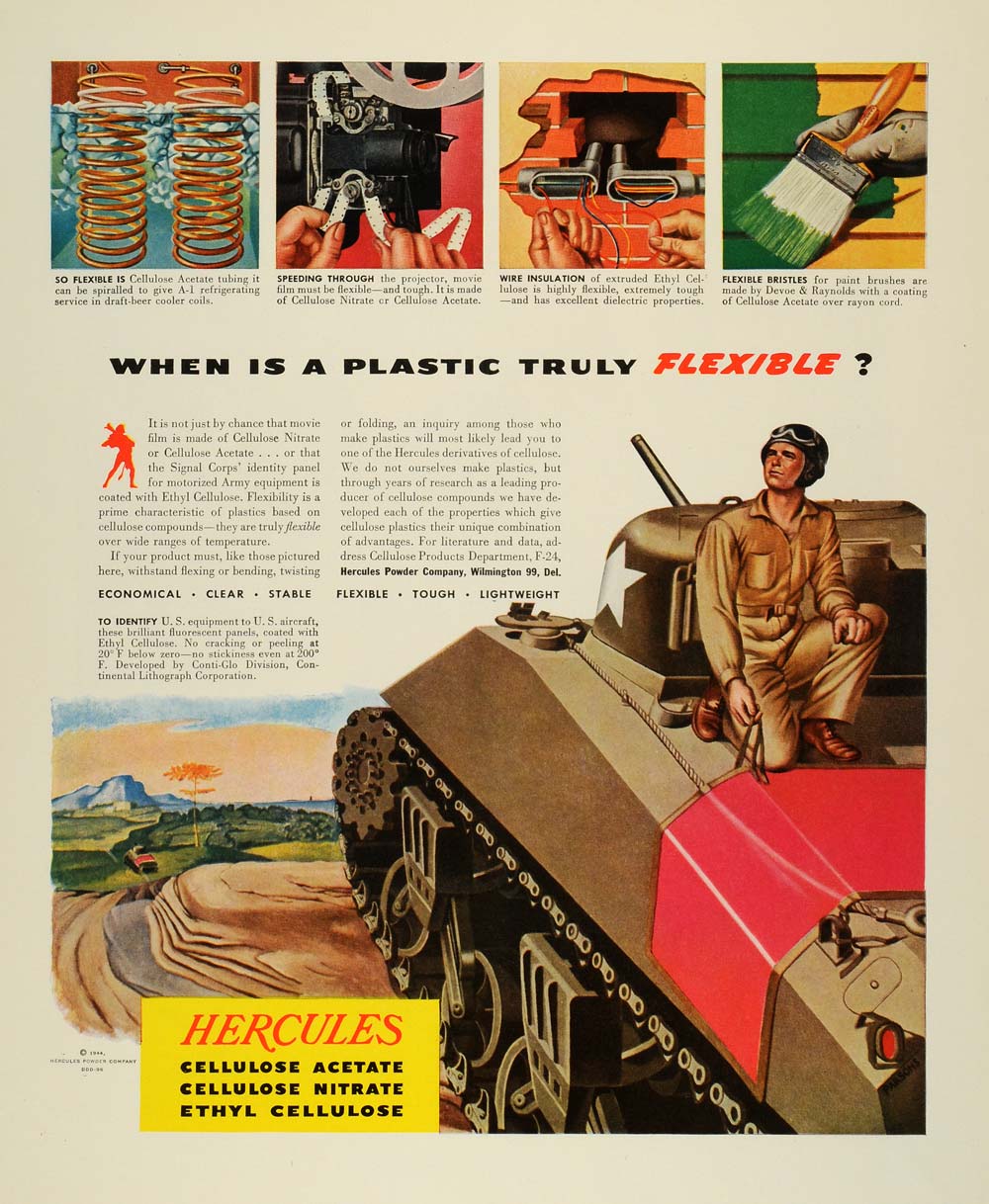 1944 Ad Hercules Powder Wilmington Cellulose Acetate Products Tubing WWII FZ6