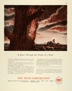 1944 Ad Mead Paper Destroyed Barn Farm Tornado US War Savings Bonds Wartime FZ6