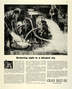 1944 Ad Chain Belt Milwaukee Electrical Circuit Cables Flood Rain Water Rex FZ6