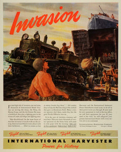 1944 Ad International Harvester Chicago Invasion Soldiers Wartime Tractors FZ6