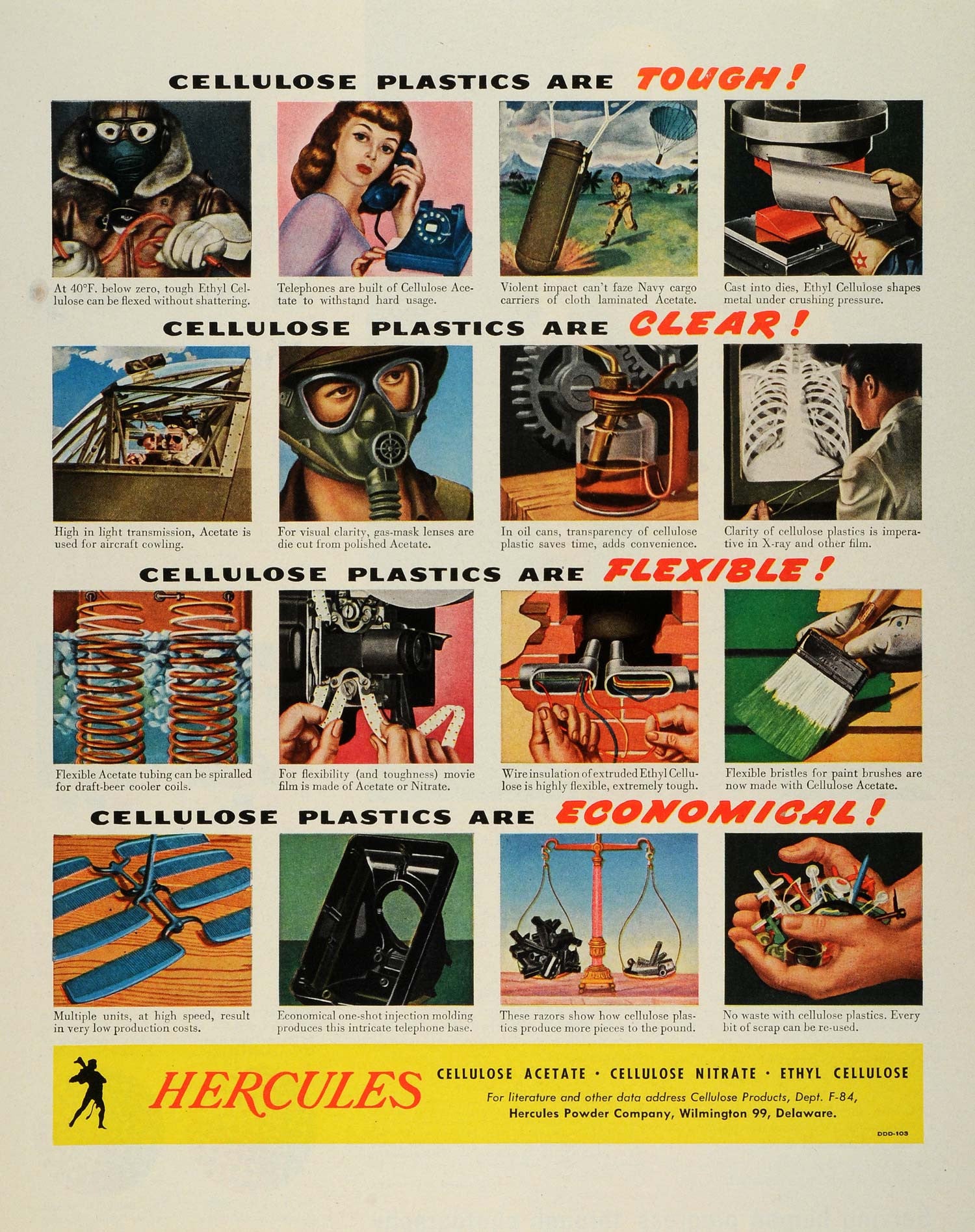 1944 Ad Hercules Powder Plastic World War II Industry Product Military FZ6