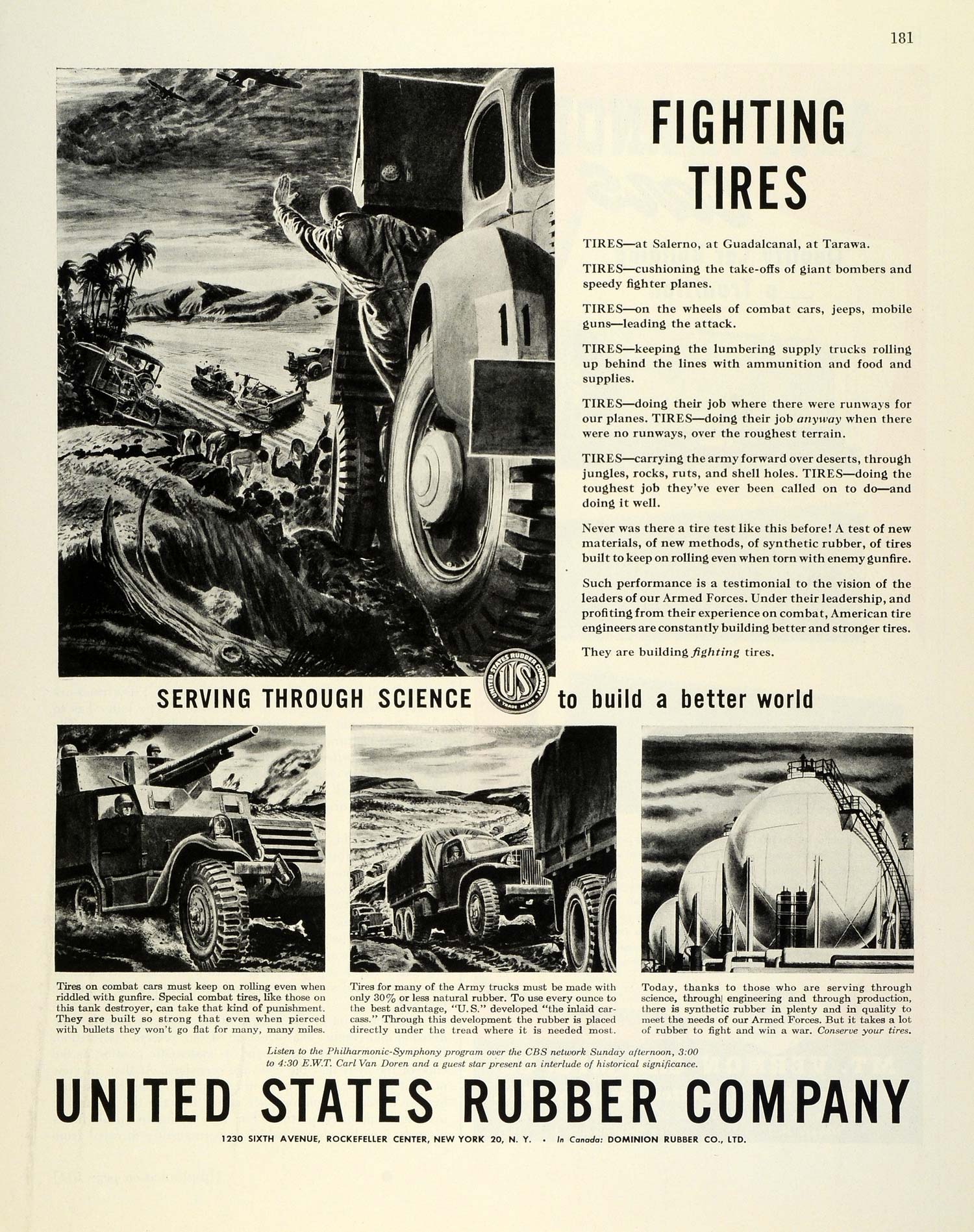 1944 Ad United States Rubber Tires World War II Military Trucks Vehicle FZ6