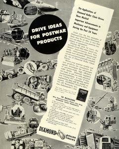 1944 Ad Diamond Chain Manufacturing War Products Equipment Roller Chains FZ6