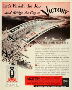 1944 Ad P R Mallory Electronic Precision Parts Victory War Savings Bond FZ6