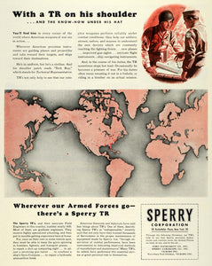 1944 Ad Sperry Corp NY TR Technical Representatives World Map Servicemen FZ6