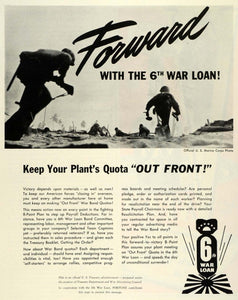 1944 Ad Treasury Department & War Advertising Council 6th War Loan Soldiers FZ6