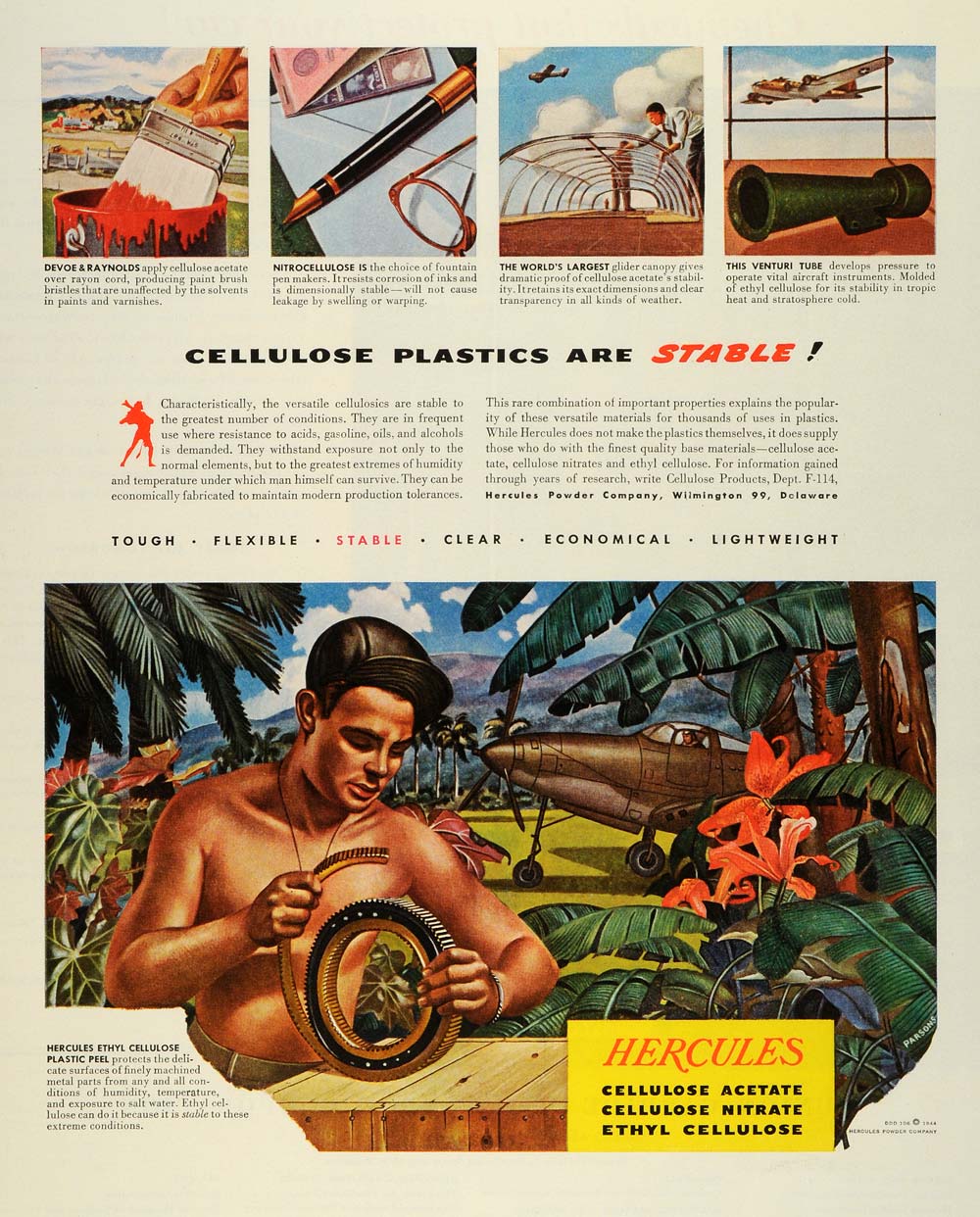 1944 Ad Hercules Powder Co Ethyl Cellulose Plastic Peel Products Soldier FZ6