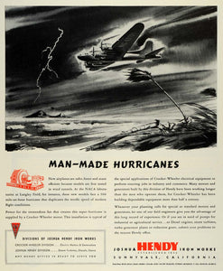 1944 Ad Joshua Hendy Iron Works Hurricanes Crocker-Wheeler Electrical FZ6