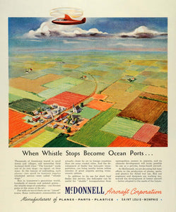 1944 Ad McDonnell Aircraft Corp Plane Parts Fields Farming Airplanes FZ6
