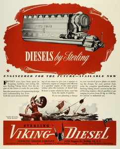 1944 Ad Sterling Engine Viking Diesel Motor Sterling Wartime Army E Navy FZ6