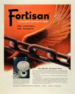 1944 Ad Celanese Fortisan Synthetic Yarn WWII War Production Airplane FZ6