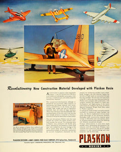 1944 Ad Plaskon Resin BT 15 Trainer Plane Air Force WWII War Production FZ6