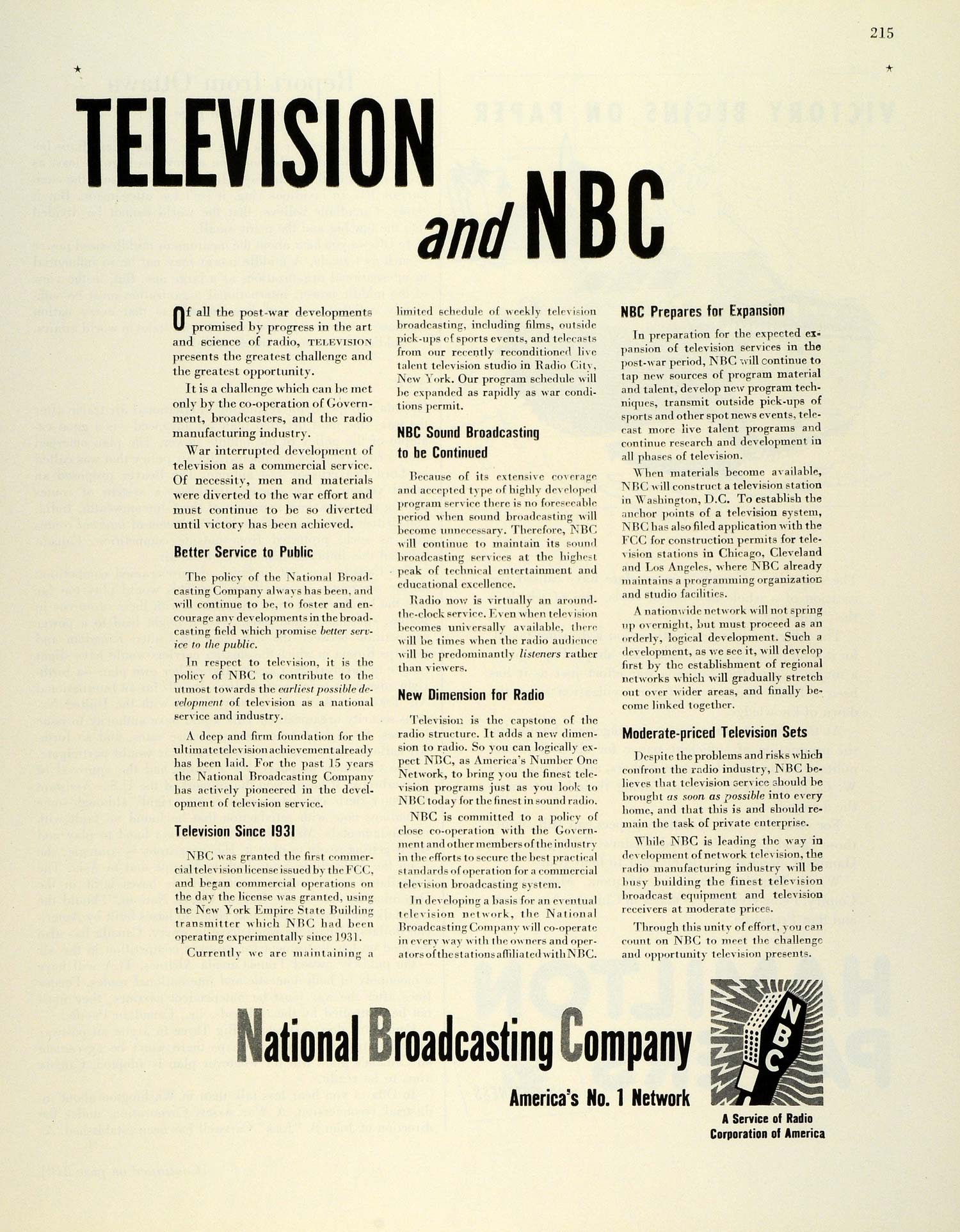 1944 Ad World War II Efforts National Broadcasting Company NBC Radio FZ6