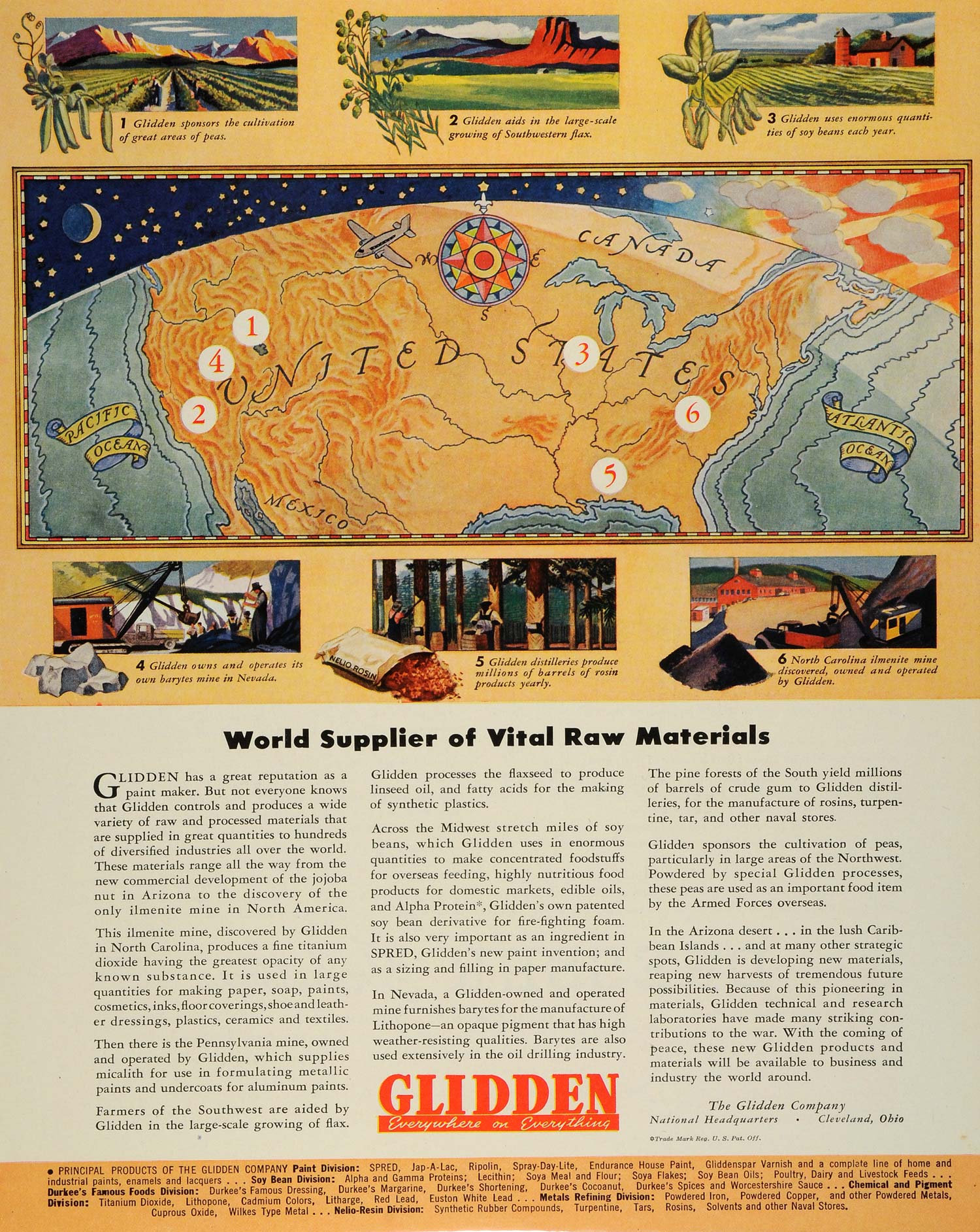 1944 Ad Glidden Paint WWII War Production Chemical Engineering Foodstuffs FZ6