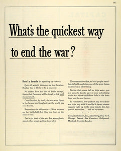 1945 Ad Young Rubicam Advertising Agency Firm WWII End War Quick Victory FZ6