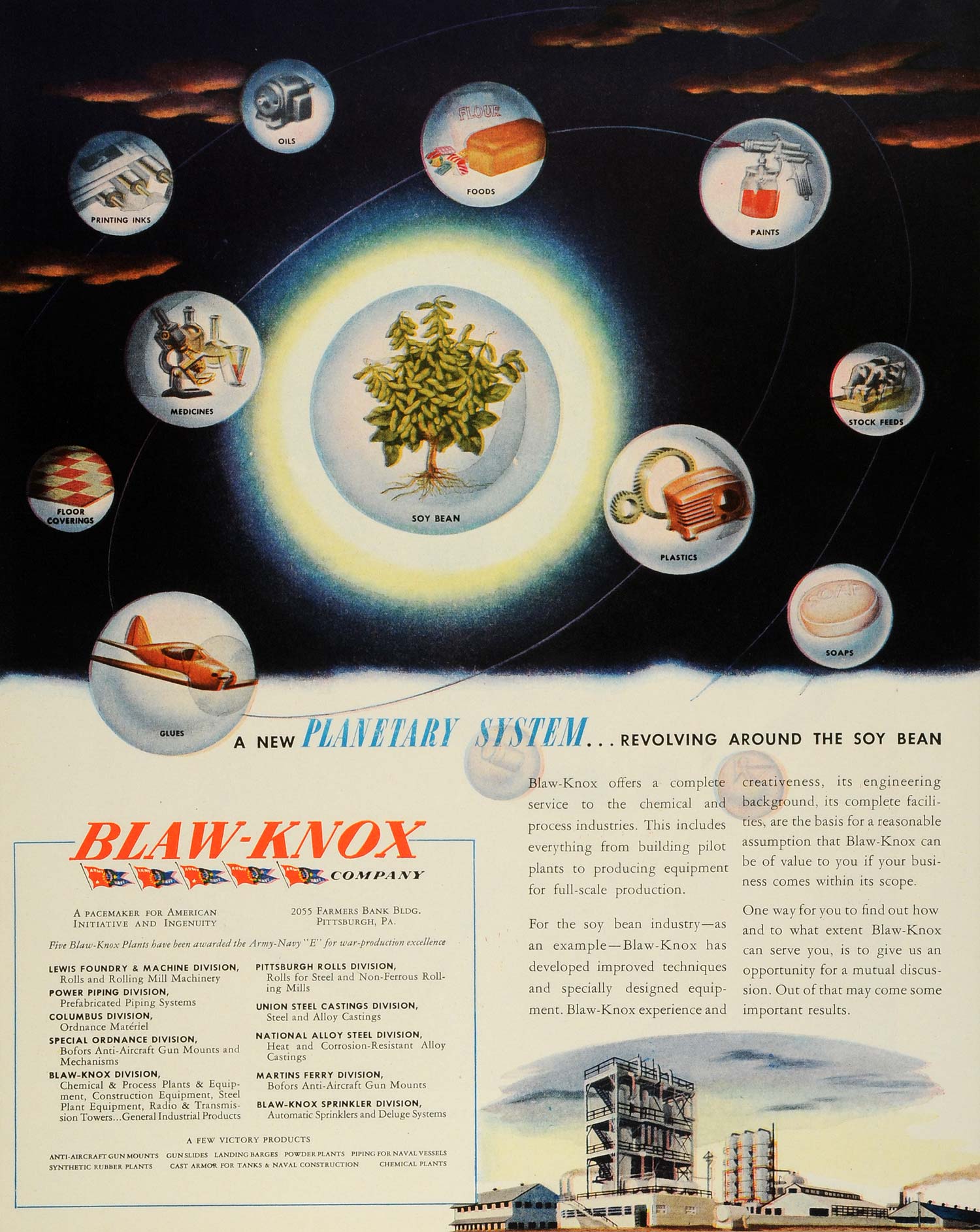 1945 Ad Blaw Knox Chemical Process Engineering Soy Bean Natural Resources FZ6