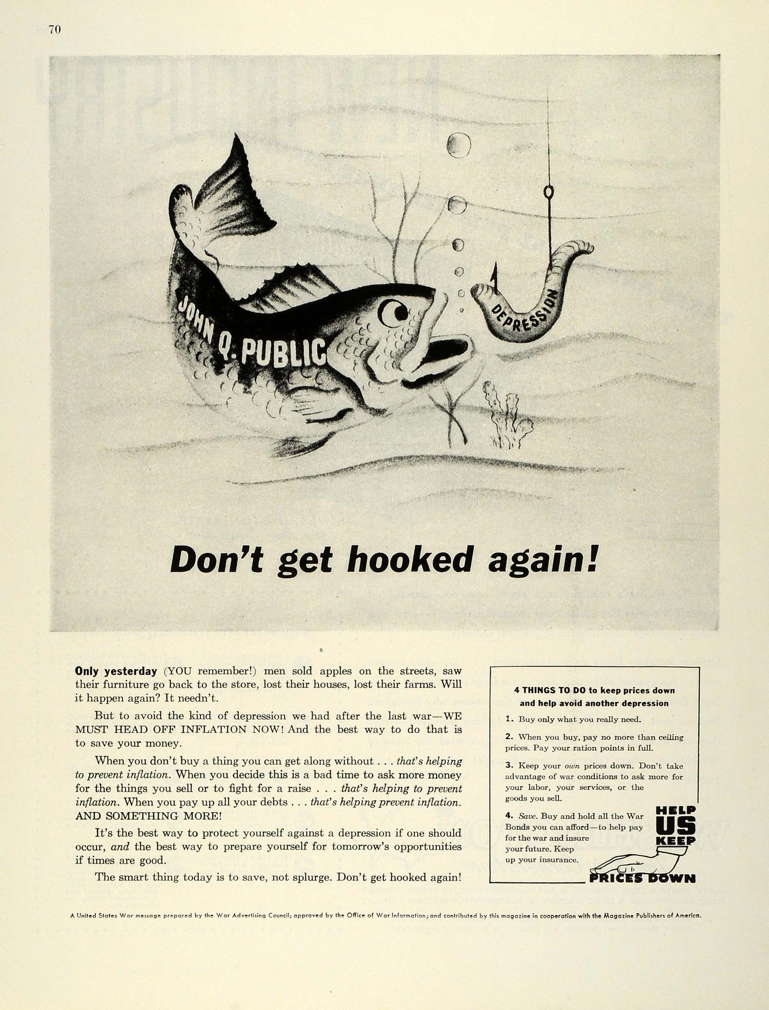 1945 Ad WWII War Information Advertising Economic Depression Inflation FZ6