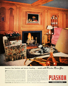 1945 Ad Plaskon Resin Glue Furniture Interior Decoration Paneling Dalmatian FZ6