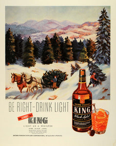 1945 Ad Brown Forman King Black Label Whisky Tree Farmers Horses FZ6