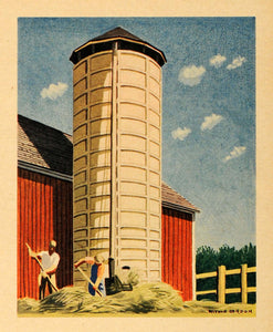 1944 Print Witold Gordon Silo Hay Farmer Agriculture Feed Livestock Fence FZ7