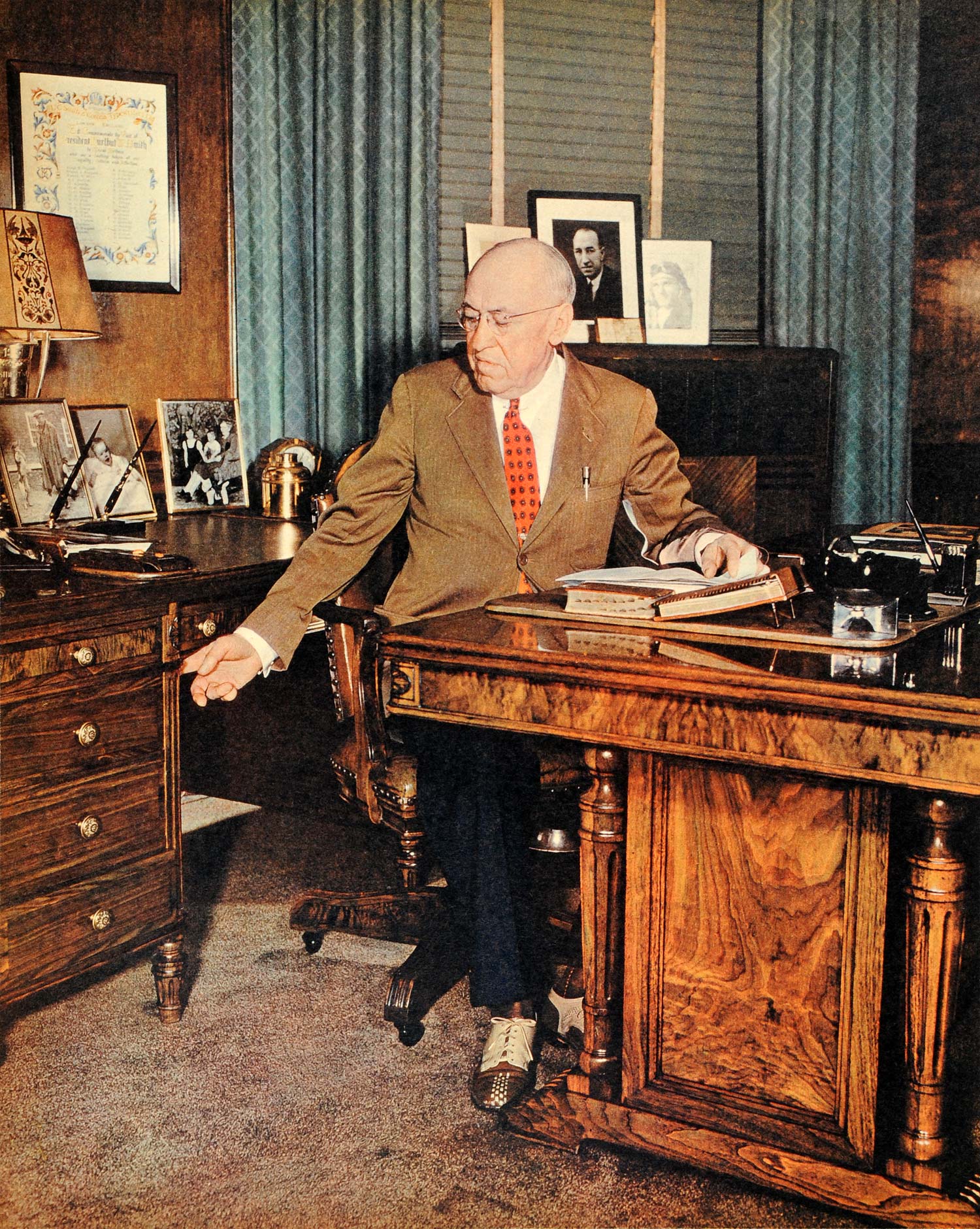 1944 Print Portrait Hurlbut Smith Board President Corona Typewriter Desk FZ7