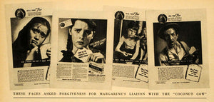 1944 Print Margarine Nucoa Coconut Cow Spread Ads Butter Children Oil Oleo FZ7