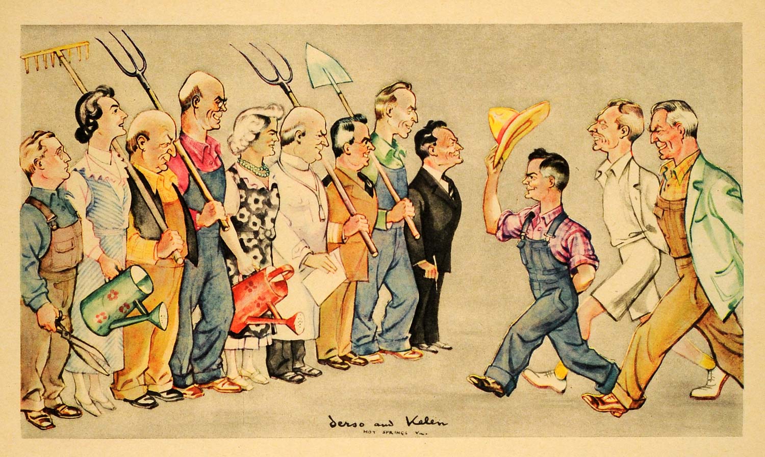 1943 Print Politics Farm Agriculture Cartoon Delegate Lincoln Bureau Derso FZ7