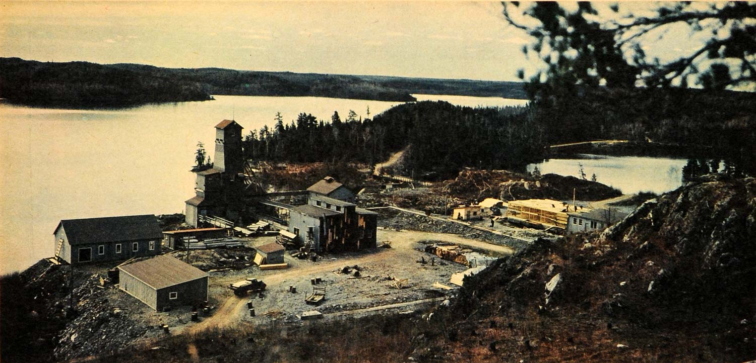 1943 Print Canada Rock Lake Laurentian Iron Ore Mining Water Town Metal FZ7