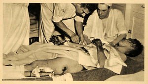 1943 Print Wounded Soldier Marine Tulagi Ship Solomon Islands Navy Burns FZ7