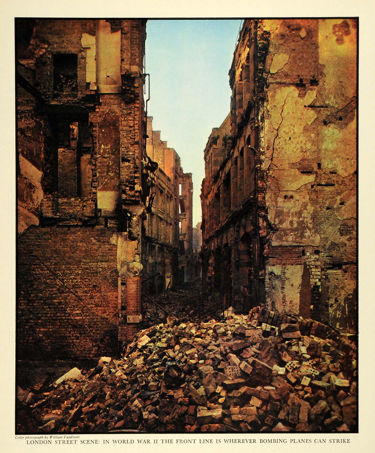 1941 Print London Street World War II Bombing Bricks Destruction Wartime FZ7