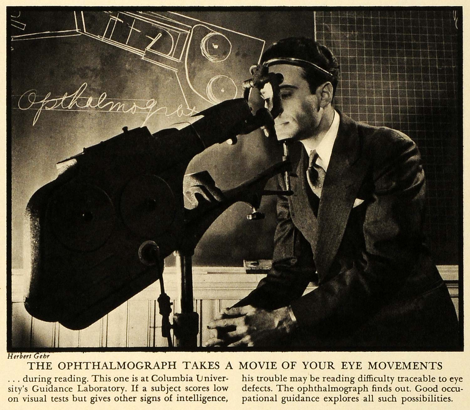 1941 Print Ophthalmograph Eye Movements Herbert Gehr Columbia University FZ7