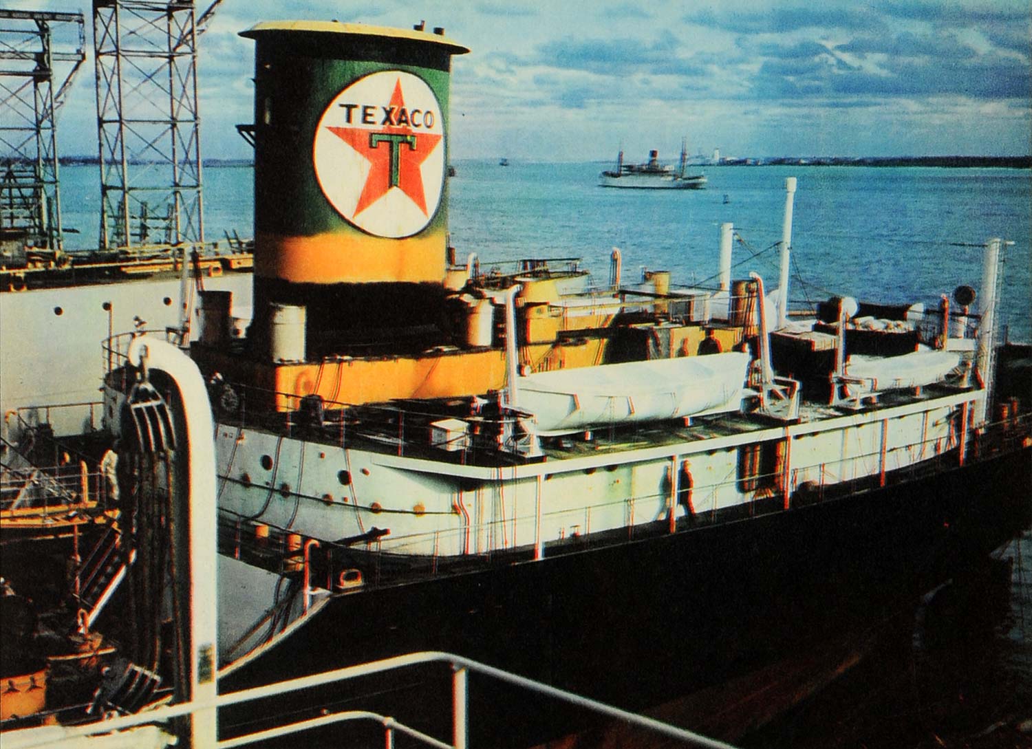 1941 Print Texaco Oklahoma Tanker Ship Marine Nautical Stern Nautical FZ7