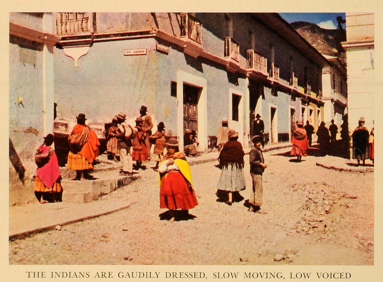 1942 Print Bolivia Indians Fashion South America Market Street Vendor Calle FZ7
