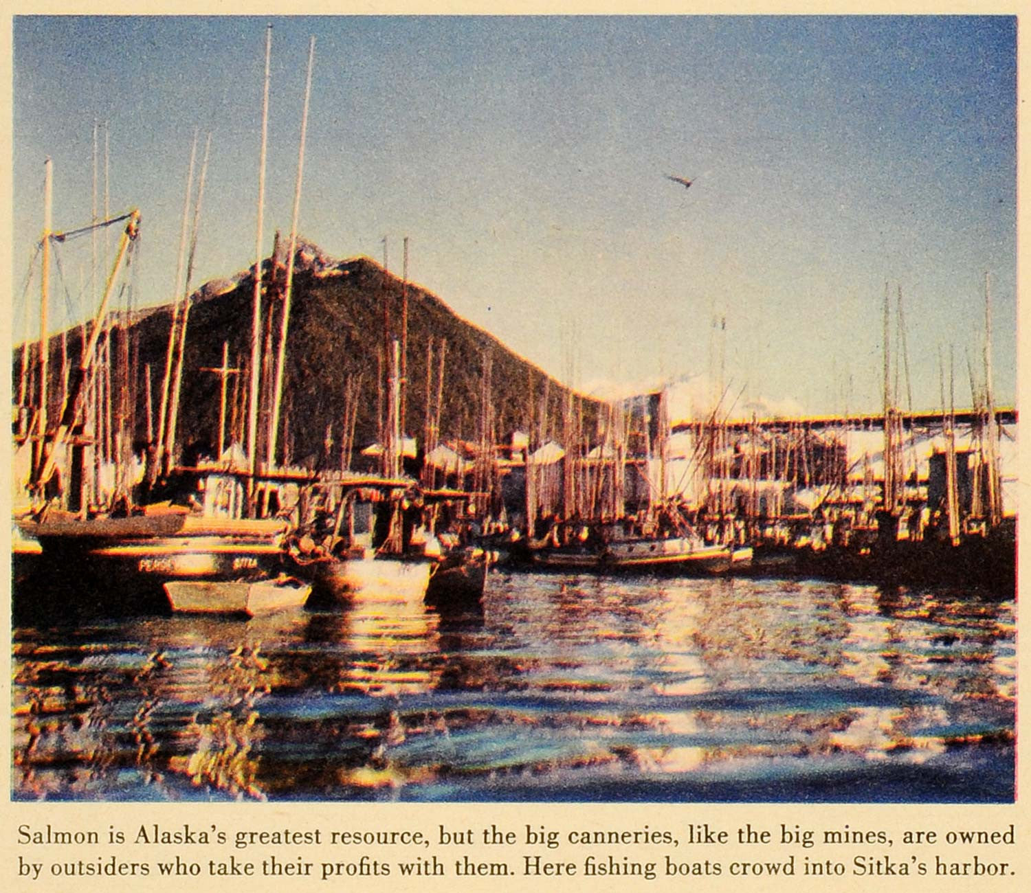 1942 Print Alaska Salmon Sitka Harbor Fishing Boat Sea Hunting Ship Resource FZ7