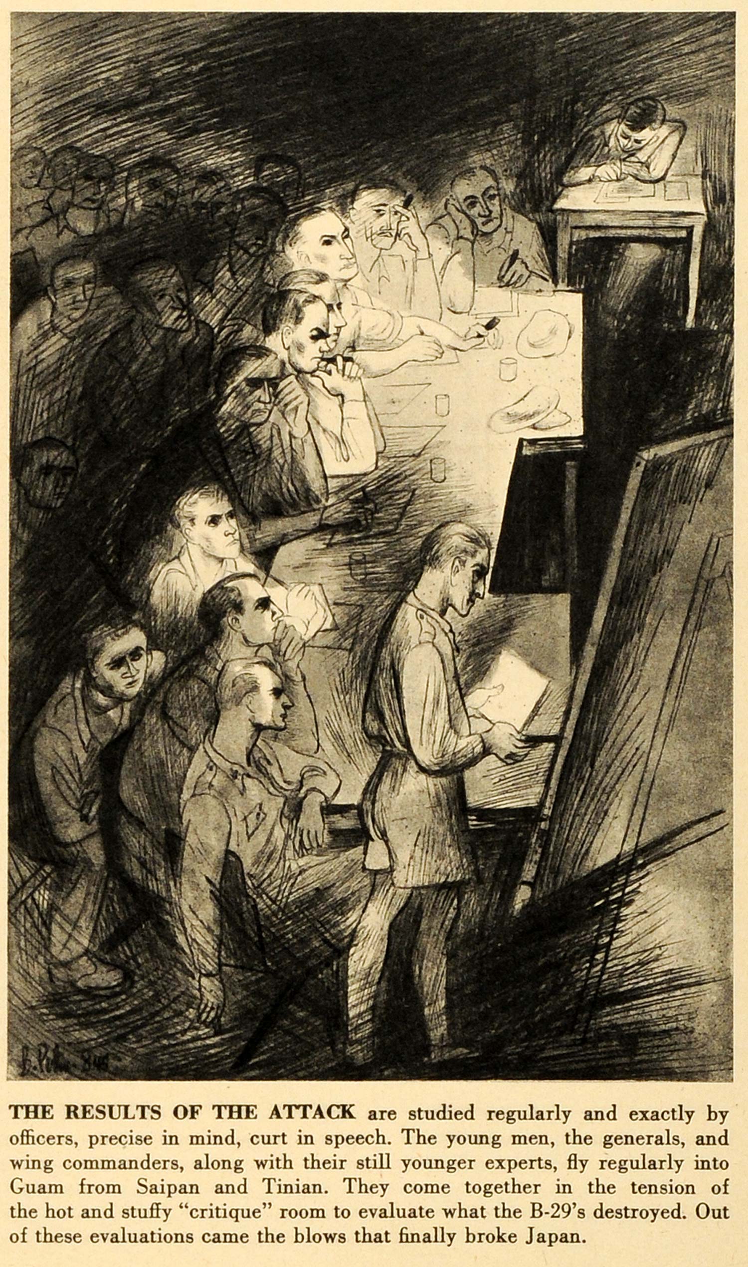 1945 Print Attack Strategic Bombing Guam Saipan Tinian Pacific Theater FZ7